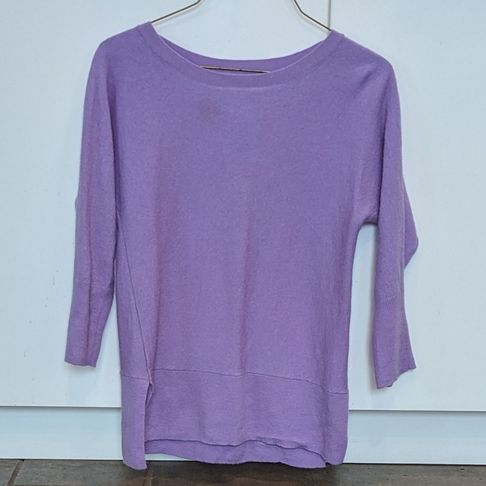 Max Studio 100% Extra Fine Merino Wool Crew Neck High Low Soft Sweater Size M…